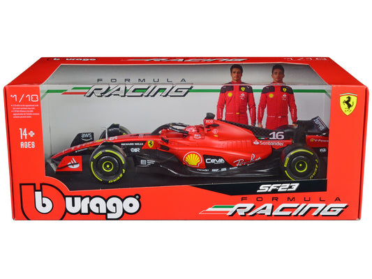 Ferrari SF-23 #16 Charles Leclerc Formula One F1 World Championship (2023) "Formula Racing" Series 1/18 Diecast Model Car by Bburago by Bburago