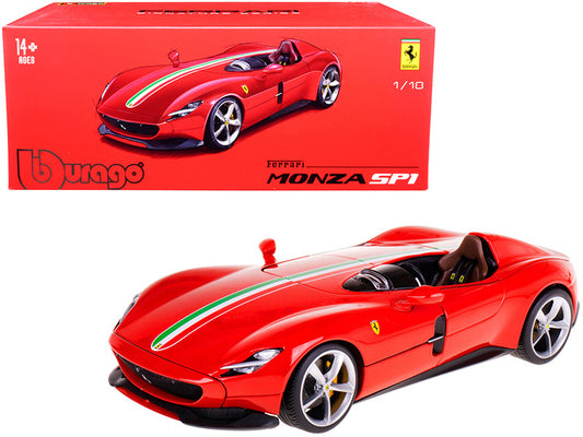 Ferrari Monza SP1 Red with Italian Flag Stripes "Signature Series" 1/18 Diecast Model Car by Bburago by Bburago