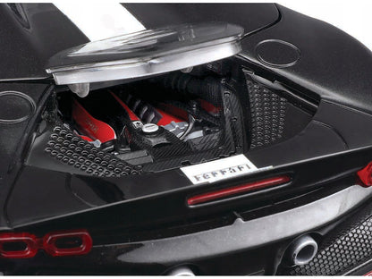 Ferrari SF90 Spider Assetto Fiorano Black Metallic with White Stripes "Signature Series" 1/18 Diecast Model Car by Bburago by Bburago