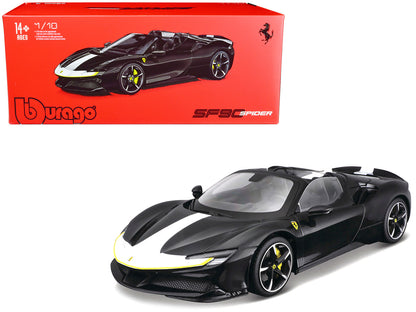 Ferrari SF90 Spider Assetto Fiorano Black Metallic with White Stripes "Signature Series" 1/18 Diecast Model Car by Bburago by Bburago