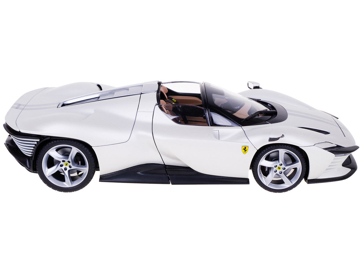 Ferrari Daytona SP3 White Metallic with Silver Stripes "Signature Series" 1/18 Diecast Model Car by Bburago by Bburago
