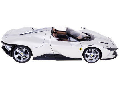 Ferrari Daytona SP3 White Metallic with Silver Stripes "Signature Series" 1/18 Diecast Model Car by Bburago by Bburago