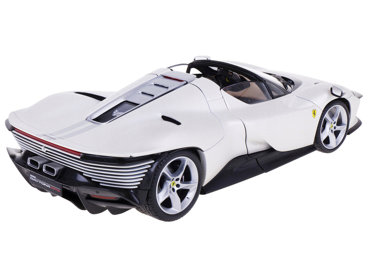 Ferrari Daytona SP3 White Metallic with Silver Stripes "Signature Series" 1/18 Diecast Model Car by Bburago by Bburago
