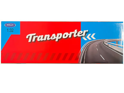 Peterbilt 379 Truck Red with Silver Container "Transporter" Series 1/32 Diecast Model by Welly by Welly