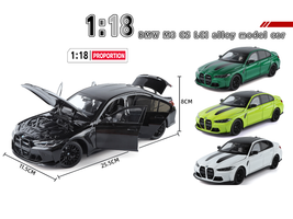 BMW M3 CS LCI Lime Green Metallic with Matt Black Top and Hood Stripes 1/18 Diecast Model Car by Heimanba by Heimanba