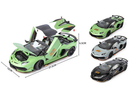 Lamborghini Aventador SVJ Roadster Green Metallic with Carbon Top and Gold Accents 1/18 Diecast Model Car by Heimanba by Heimanba