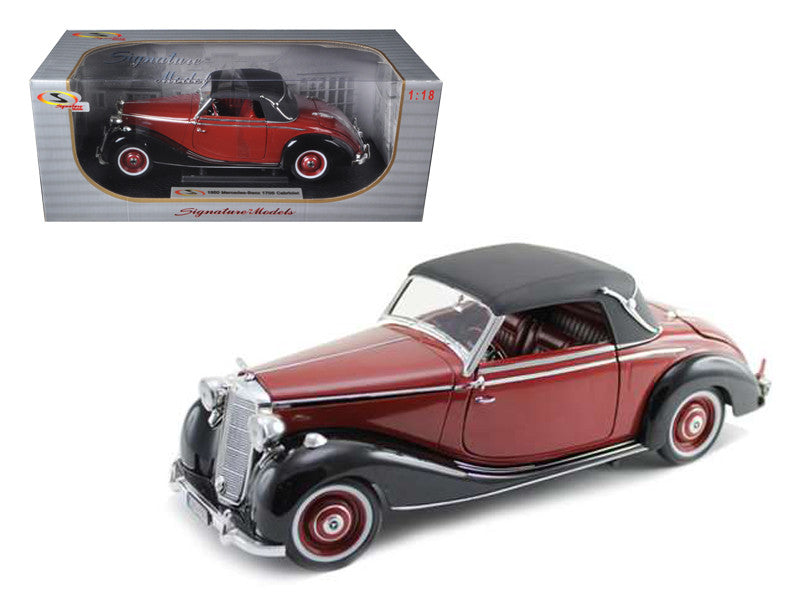 1950 Mercedes Benz 170S Cabriolet Burgundy and Black 1/18 Diecast Model Car by Signature Models by Signature Models