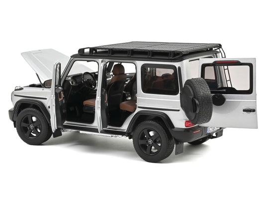 2024 Mercedes-Benz G-Class Professional Iridium Silver Metallic with Black Top and Roof Rack 1/18 Diecast Model Car by Norev by Norev
