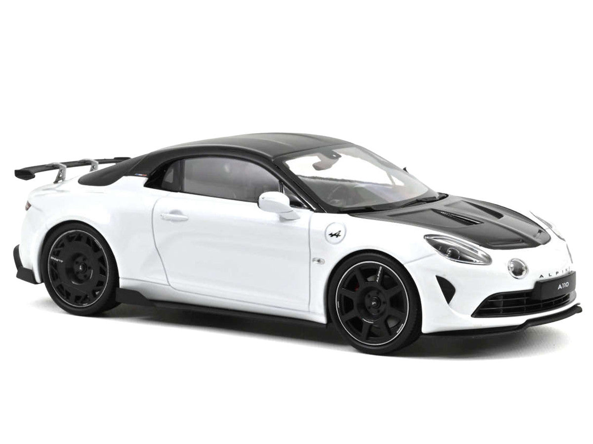 2024 Alpine A110 R Pearl White Metallic with Carbon Hood and Top 1/18 Diecast Model Car by Norev by Norev