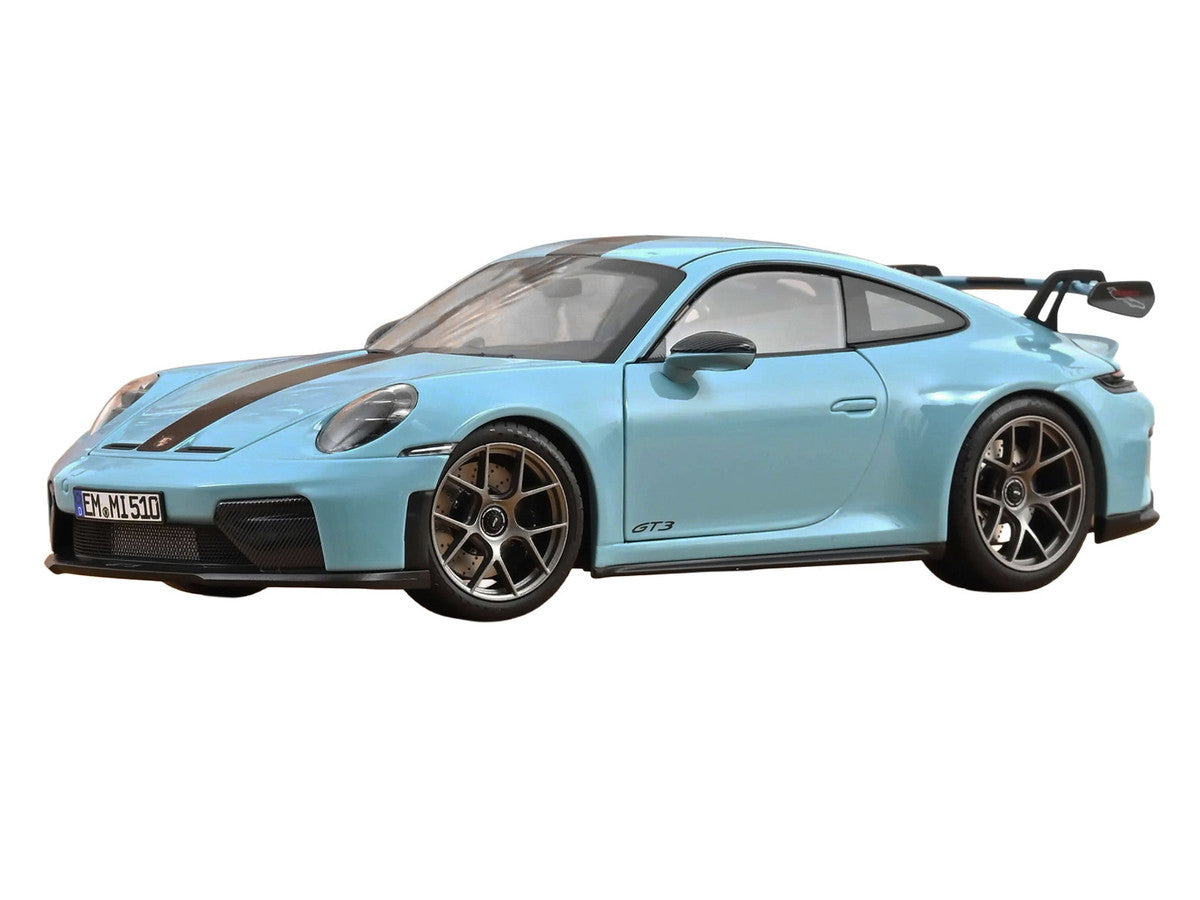 2025 Porsche 911 GT3 with Weissach Pack Gulf Blue with Carbon Stripe 1/18 Diecast Model Car by Norev-1