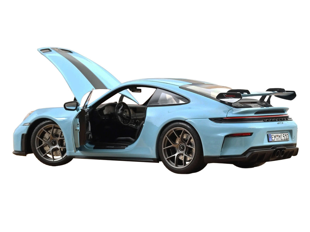 2025 Porsche 911 GT3 with Weissach Pack Gulf Blue with Carbon Stripe 1/18 Diecast Model Car by Norev-2