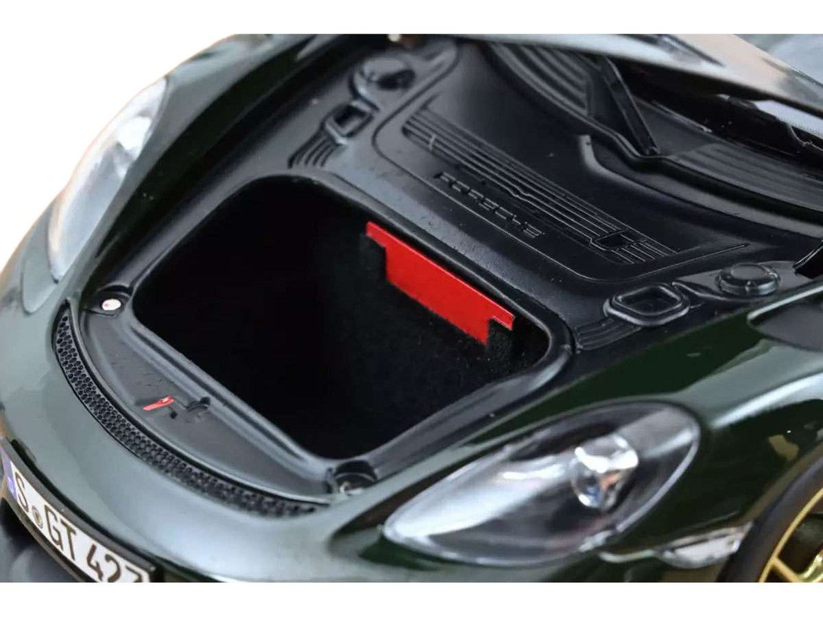 2023 Porsche Cayman GT4 RS Weissach Pack Brewster Green with Carbon Hood 1/18 Diecast Model Car by Norev by Norev