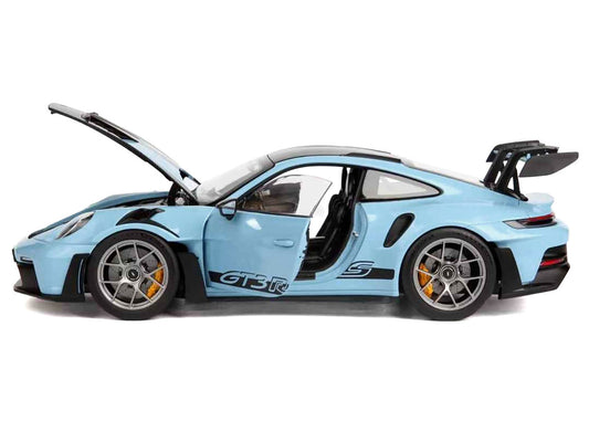 2022 Porsche 911 GT3 RS Weissach Pack Gulf Blue with Carbon Top and Hood Stripes 1/18 Diecast Model Car by Norev by Norev