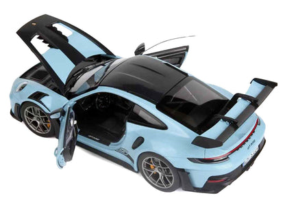2022 Porsche 911 GT3 RS Weissach Pack Gulf Blue with Carbon Top and Hood Stripes 1/18 Diecast Model Car by Norev by Norev