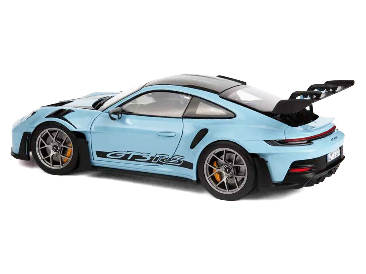 2022 Porsche 911 GT3 RS Weissach Pack Gulf Blue with Carbon Top and Hood Stripes 1/18 Diecast Model Car by Norev by Norev