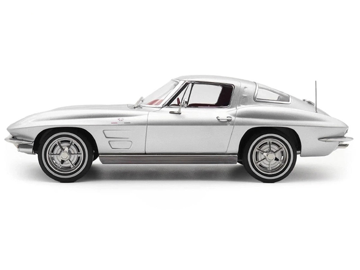 1963 Chevrolet Corvette Sting Ray Sebring Silver Metallic with Red Interior 1/18 Diecast Model Car by Norev by Norev