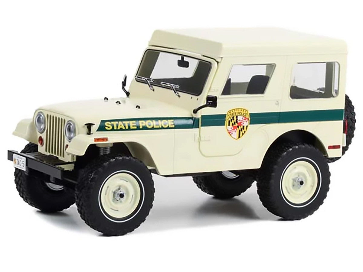 1983 Jeep CJ-5 Hardtop "Maryland State Police" Beige with Green Stripes "Artisan Collection" Series 1/18 Diecast Model Car by Greenlight by Greenlight