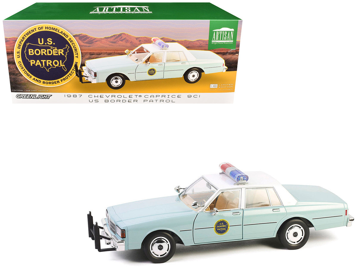 1987 Chevrolet Caprice 9C1 "US Border Patrol" Light Green with White Top "Artisan Collection" 1/18 Diecast Model Car by Greenlight by Greenlight