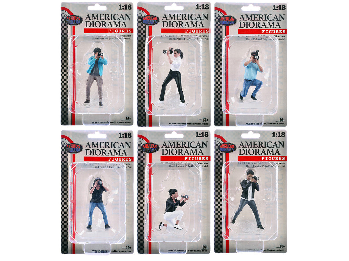 "Photographers" 6 piece Figure Set for 1/18 Scale Models by American Diorama by American Diorama