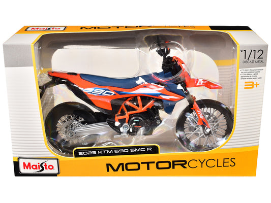 2023 KTM 690 SMC R Orange and Blue 1/12 Diecast Motorcycle Model by Maisto by Maisto