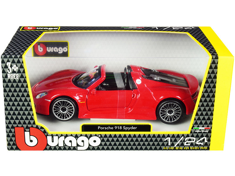 Porsche 918 Spyder Convertible Red 1/24 Diecast Model Car by Bburago by Bburago