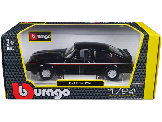 1982 Ford Capri Black with Stripes 1/24 Diecast Model Car by Bburago by Bburago