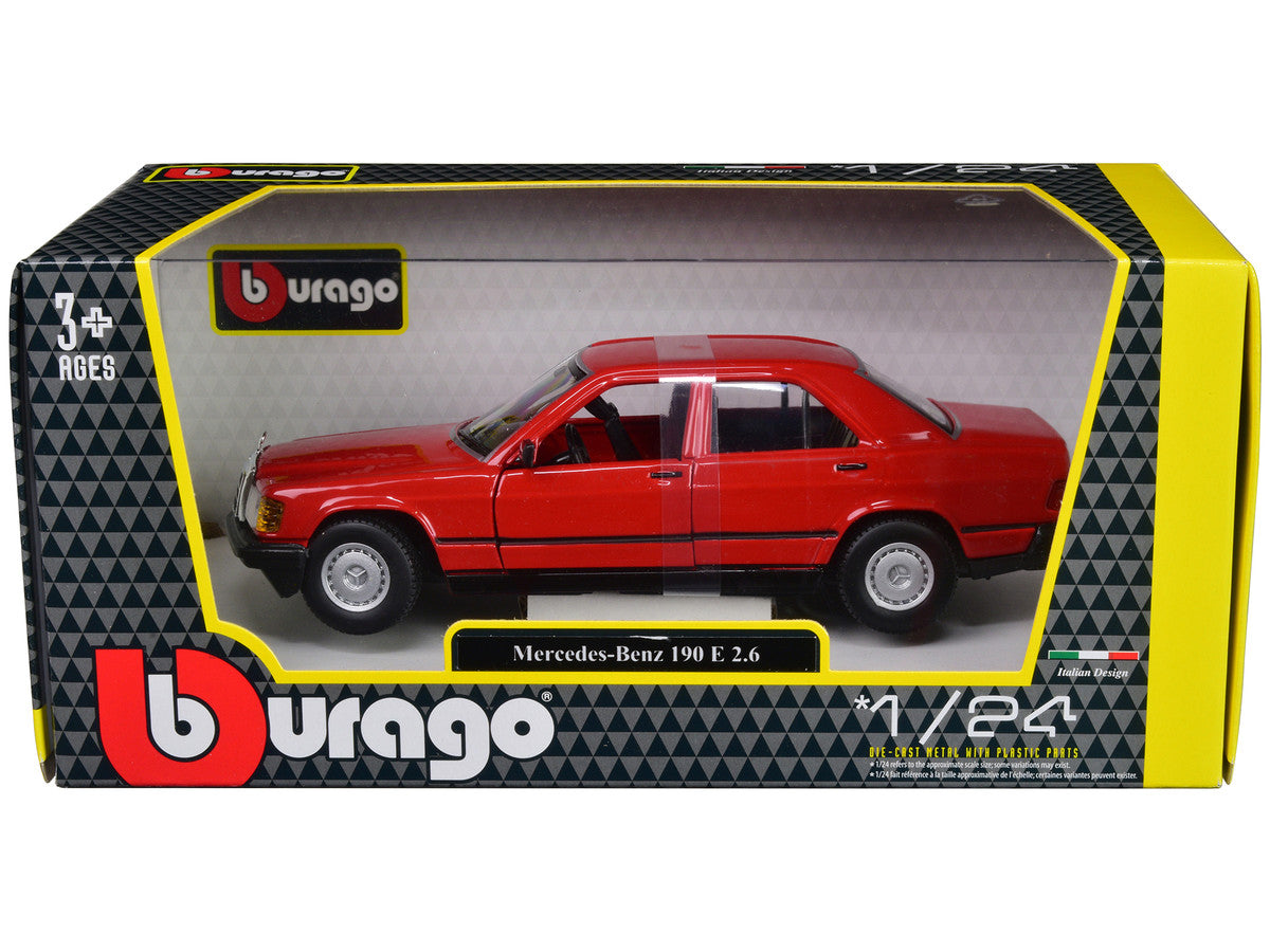 Mercedes-Benz 190 E 2.6 Red 1/24 Diecast Model Car by Bburago by Bburago