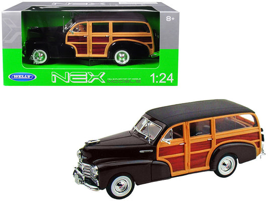 1948 Chevrolet Woody Fleetmaster Dark Brown 1/24 Diecast Model Car by Welly by Welly