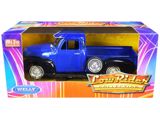 1953 Chevrolet 3100 Pickup Truck Blue and Black "Low Rider Collection" 1/24 Diecast Model Car by Welly by Welly