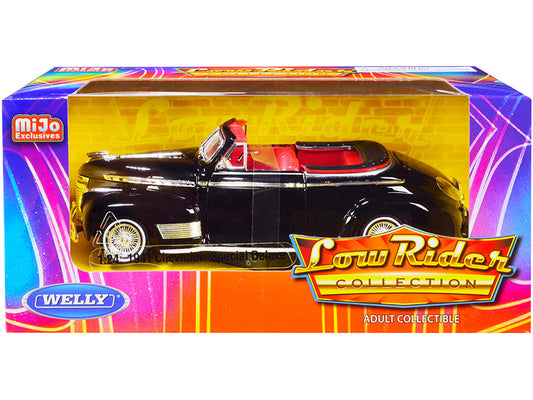 1941 Chevrolet Special Deluxe Convertible Black with Red Interior "Low Rider Collection" 1/24 Diecast Model Car by Welly by Welly
