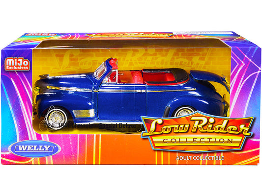 1941 Chevrolet Special Deluxe Convertible Candy Blue Metallic with Red Interior "Low Rider Collection" 1/24 Diecast Model Car by Welly by Welly