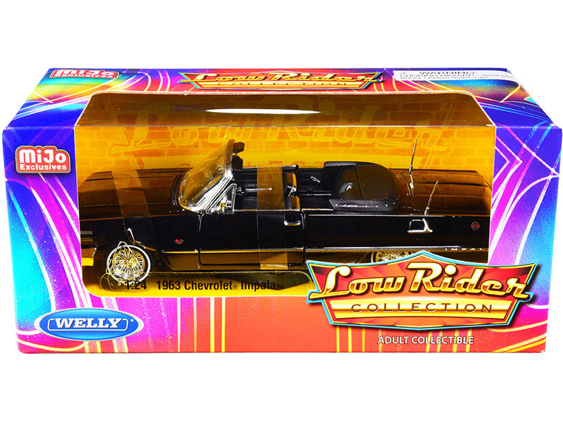 1963 Chevrolet Impala SS Convertible Black "Low Rider Collection" 1/24 Diecast Model Car by Welly by Welly