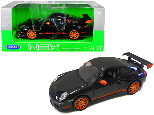 Porsche 911 (997) GT3 RS Black with Orange Accents 1/24-1/27 Diecast Model Car by Welly by Welly