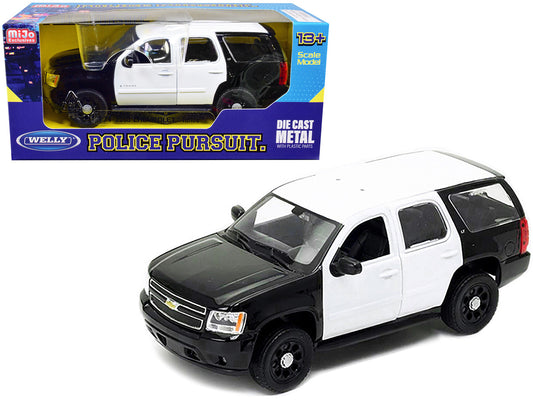 2008 Chevrolet Tahoe Unmarked Police Car Black and White 1/24 Diecast Model Car by Welly by Welly