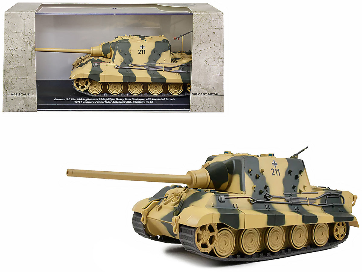 German Sd. Kfz. 186 Jagdpanzer VI Jagdtiger Heavy Tank Destroyer #211 with Henschel Turret "Schwere Panzerjager Abteilung 512 Germany 1945" 1/43 Diecast Model by AFVs of WWII by AFV's of WWII