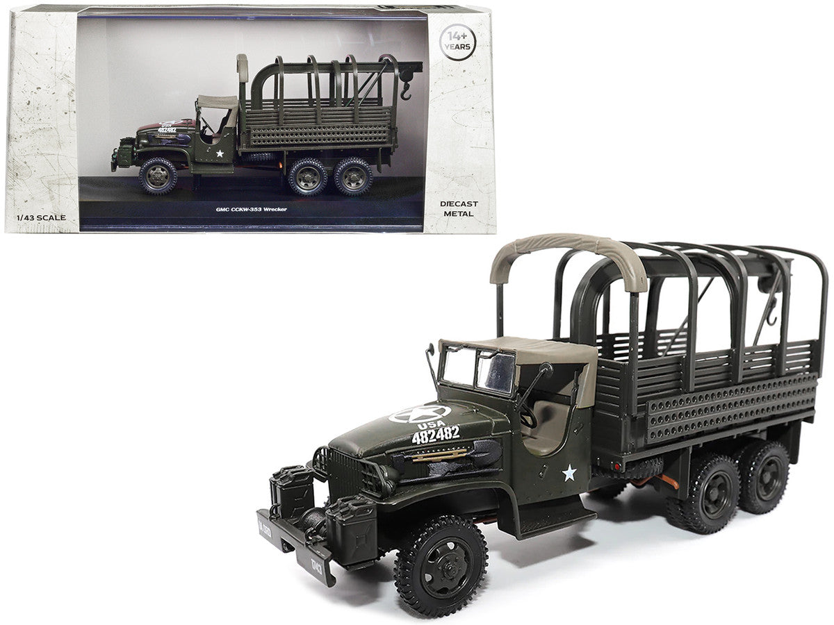 GMC CCKW353 Wrecker Tow Truck Olive Drab "United States Army" 1/43 Diecast Model by Militaria Die Cast by Militaria Die Cast