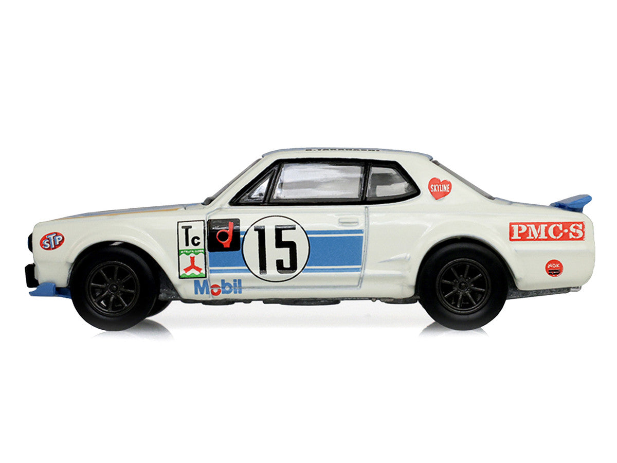 1972 Nissan Skyline 2000 GT-R (KPGC10) RHD (Right Hand Drive) #15 Kunimitsu Takahashi "50th Victory" White with Blue Stripe "Tokyo Torque" Series 10 1/64 Diecast Model Car by Greenlight by Greenlight