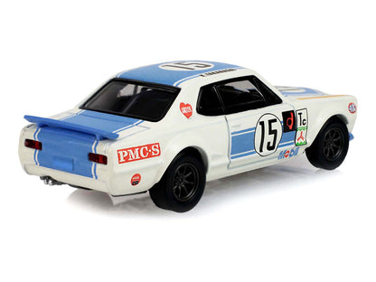 1972 Nissan Skyline 2000 GT-R (KPGC10) RHD (Right Hand Drive) #15 Kunimitsu Takahashi "50th Victory" White with Blue Stripe "Tokyo Torque" Series 10 1/64 Diecast Model Car by Greenlight by Greenlight