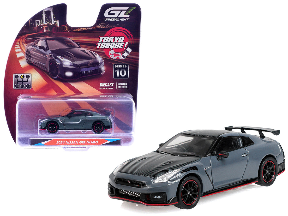 2024 Nissan GT-R (R35) NISMO RHD (Right Hand Drive) Stealth Gray with Carbon Top and Hood "Tokyo Torque" Series 10 1/64 Diecast Model Car by Greenlight by Greenlight