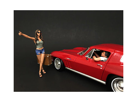 Hitchhiker 2 piece Figurine Set (Green Shirt) for 1/18 Scale Model Cars by American Diorama by American Diorama