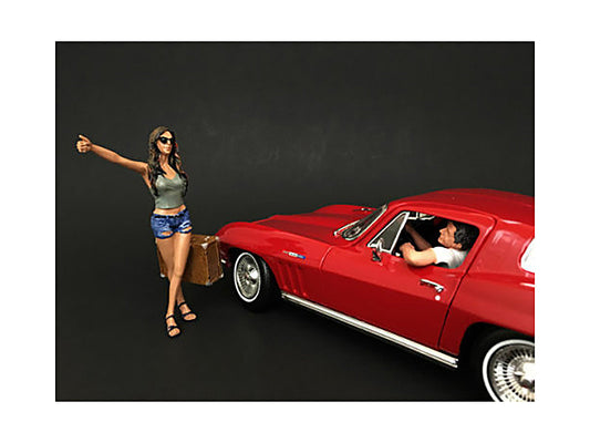 Hitchhiker 2 piece Figurine Set (Green Shirt) for 1/24 Scale Models by American Diorama by American Diorama