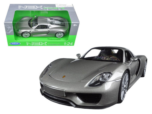 Porsche 918 Spyder Silver Closed Roof 1/24 Diecast Model Car by Welly by Welly