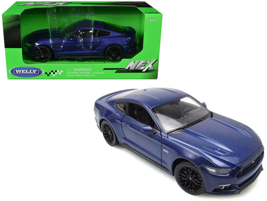 2015 Ford Mustang GT 5.0 Blue Metallic "NEX Models" Series 1/24 Diecast Model Car by Welly by Welly