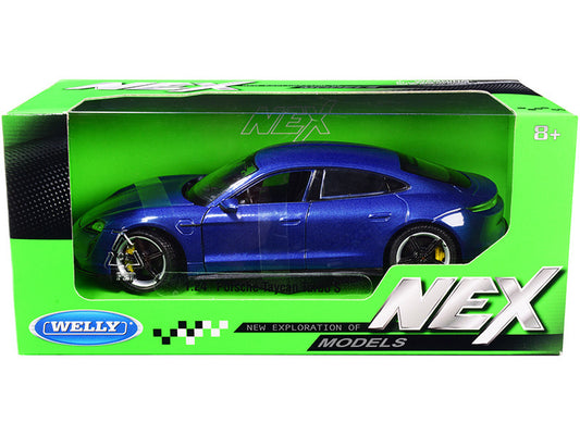 Porsche Taycan Turbo S Blue Metallic "NEX Models" 1/24 Diecast Model Car by Welly by Welly