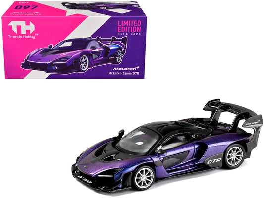McLaren Senna GTR Midnight Purple Metallic with Black Top "HCFC 2025 Limited Edition" 1/64 Diecast Model Car by Trends Hobby by Trends Hobby