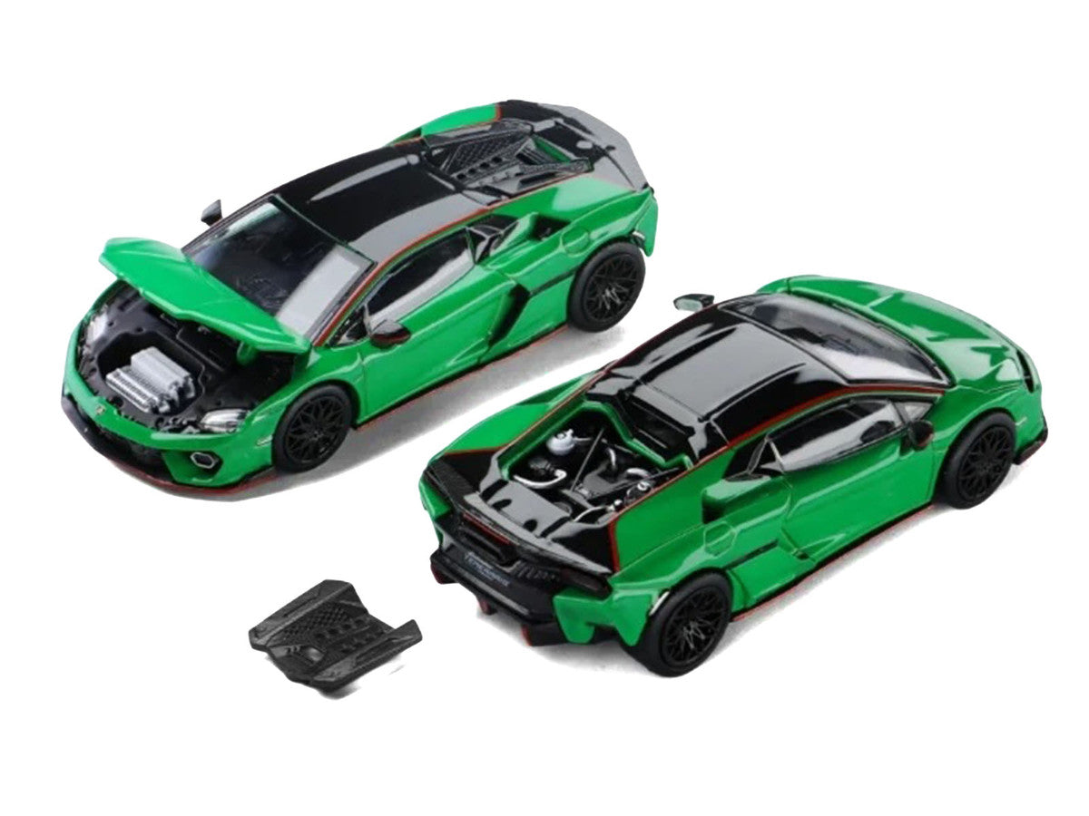 Lamborghini Temerario Green with Black Topdie 1/64 Diecast Model Car by Trends Hobby by Trends Hobby