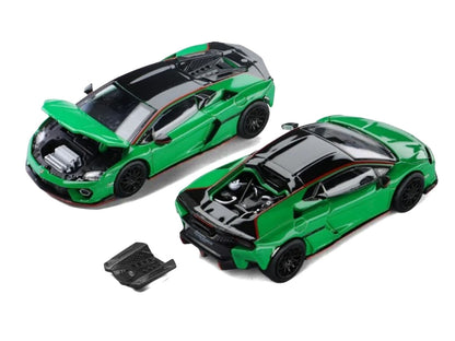 Lamborghini Temerario Green with Black Topdie 1/64 Diecast Model Car by Trends Hobby by Trends Hobby