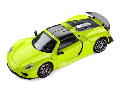 Porsche 918 Spyder Acid Green with Carbon Top 1/64 Diecast Model Car by Trends Hobby-1