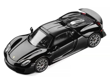 Porsche 918 Spyder Black with Carbon Top 1/64 Diecast Model Car by Trends Hobby-1