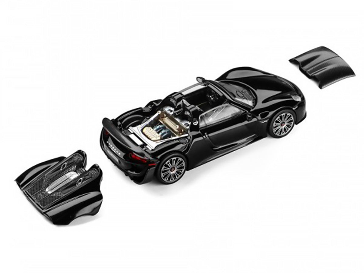 Porsche 918 Spyder Black with Carbon Top 1/64 Diecast Model Car by Trends Hobby-2